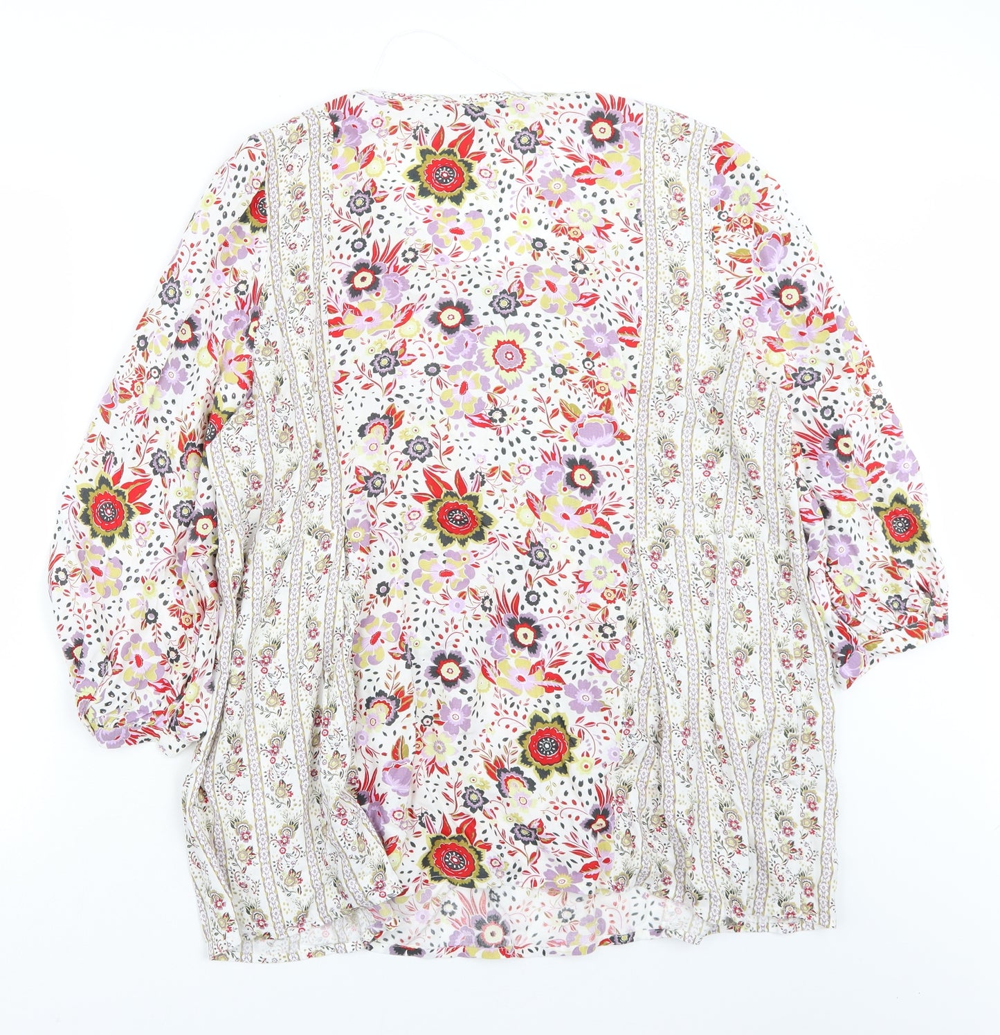 TU Womens White Floral  Basic T-Shirt Size 16