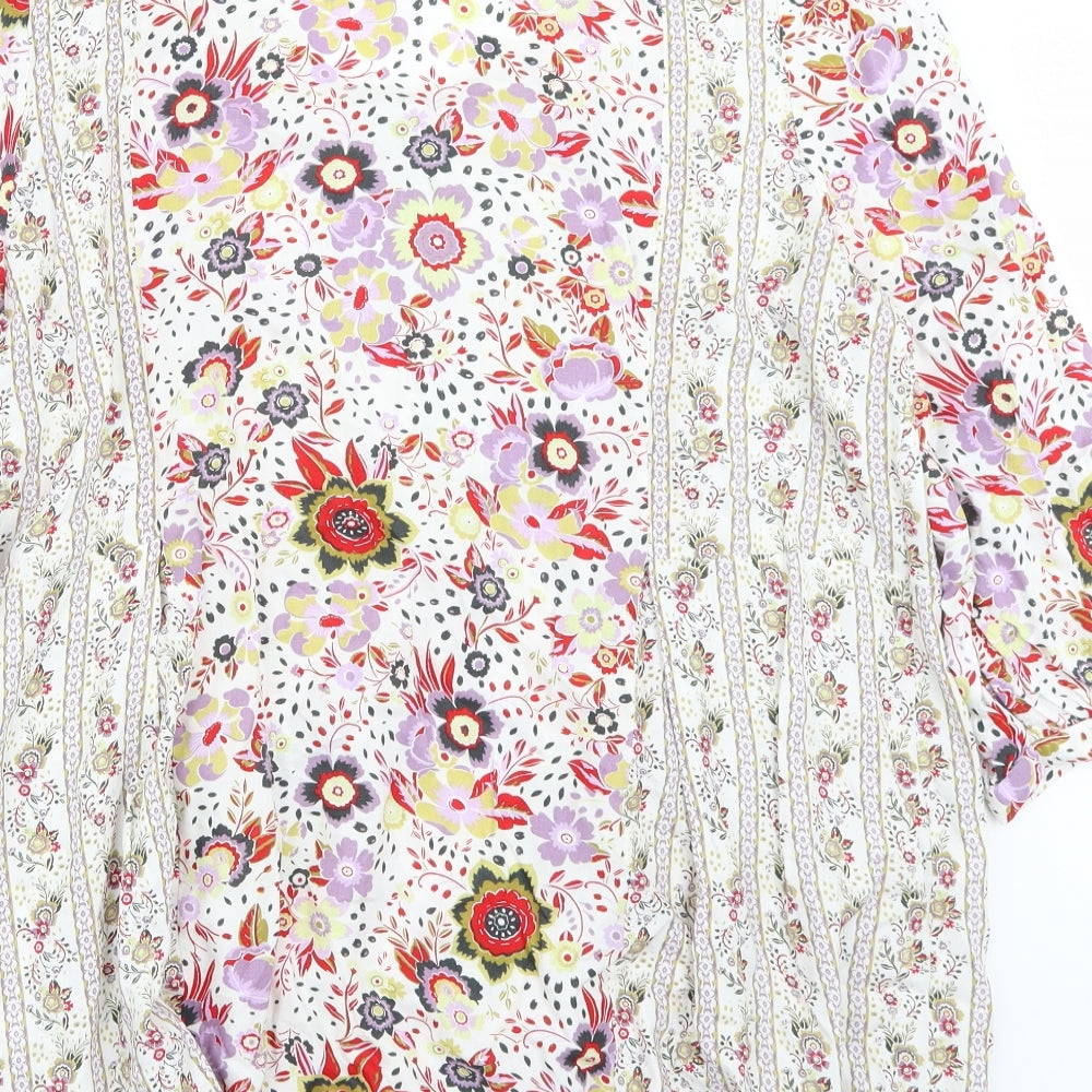 TU Womens White Floral  Basic T-Shirt Size 16