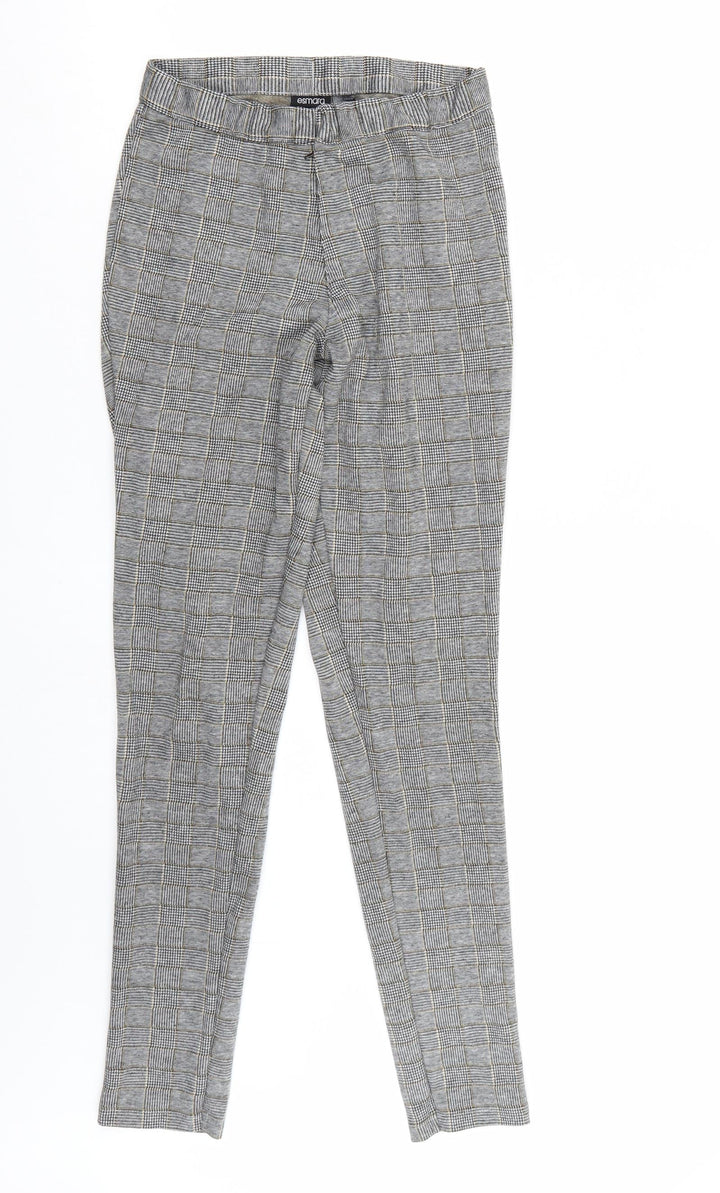ESMARA Womens Grey Check Trousers Size 8 L29 in