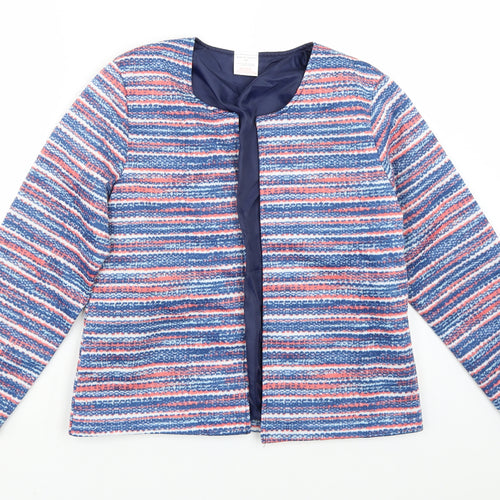 Anne De Lancay Womens Blue Striped  Jacket Coat Size S