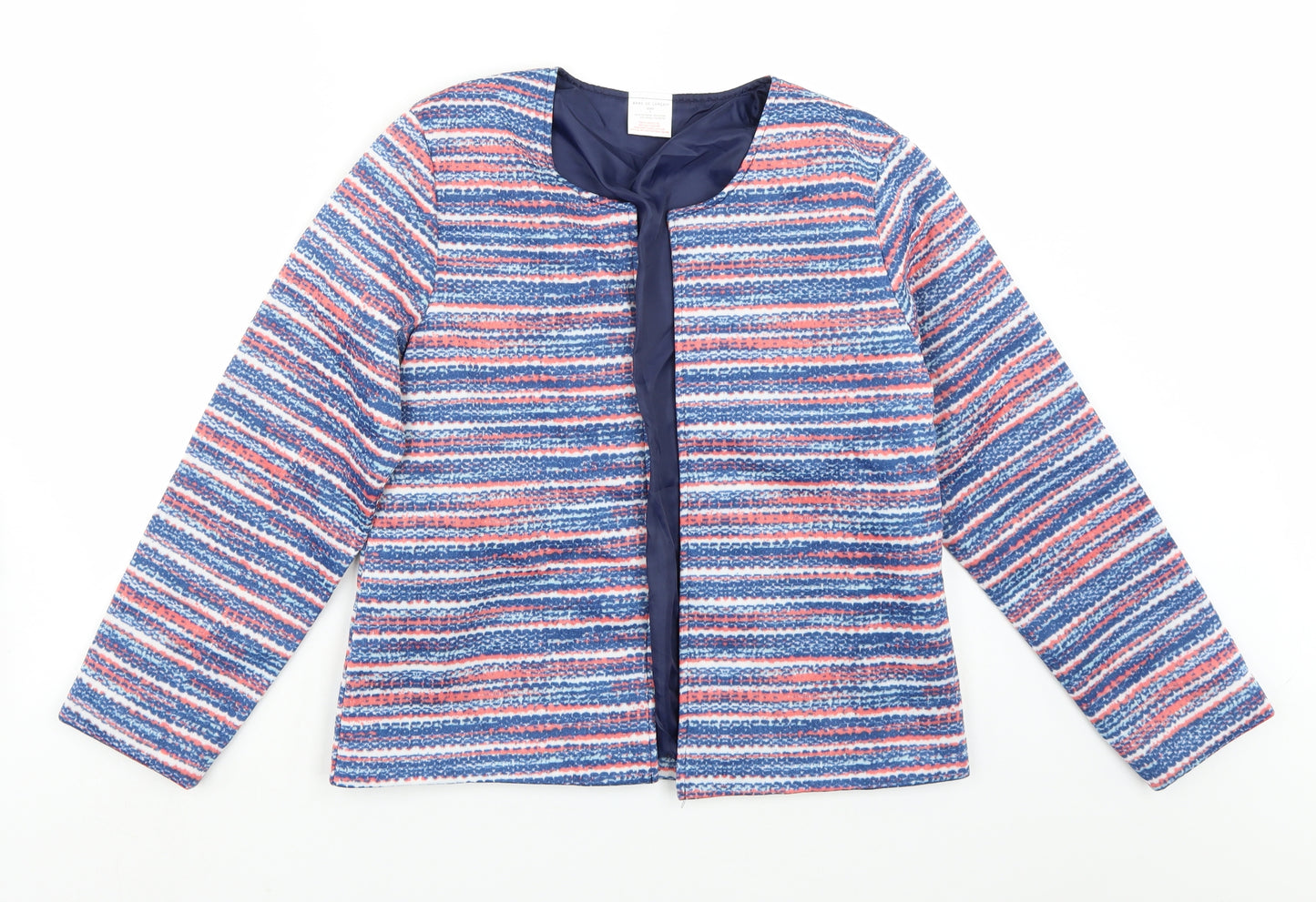 Anne De Lancay Womens Blue Striped  Jacket Coat Size S