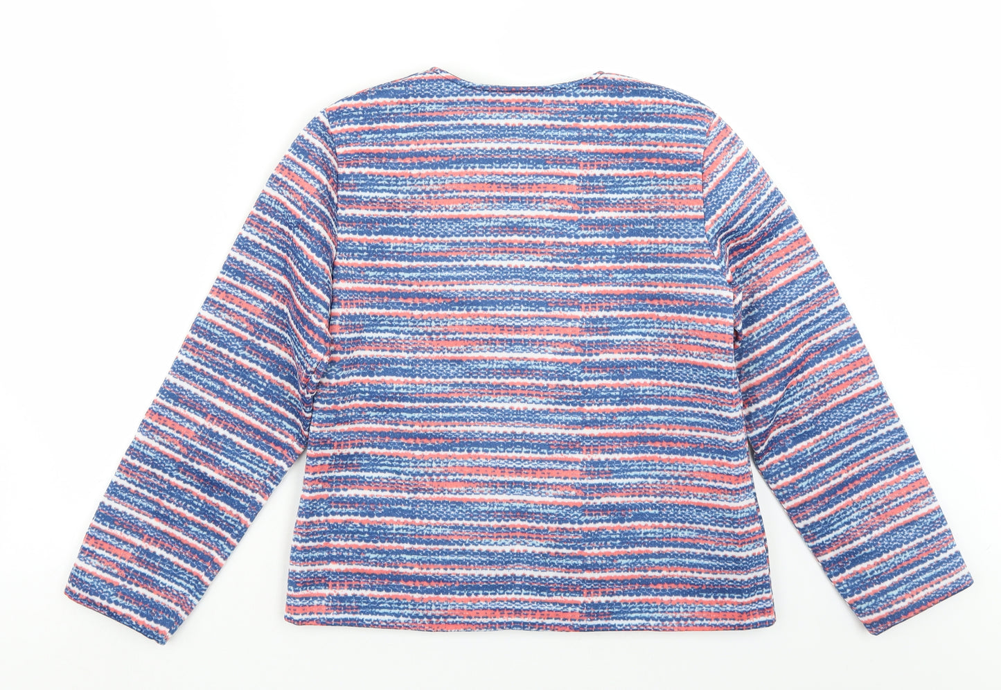 Anne De Lancay Womens Blue Striped  Jacket Coat Size S