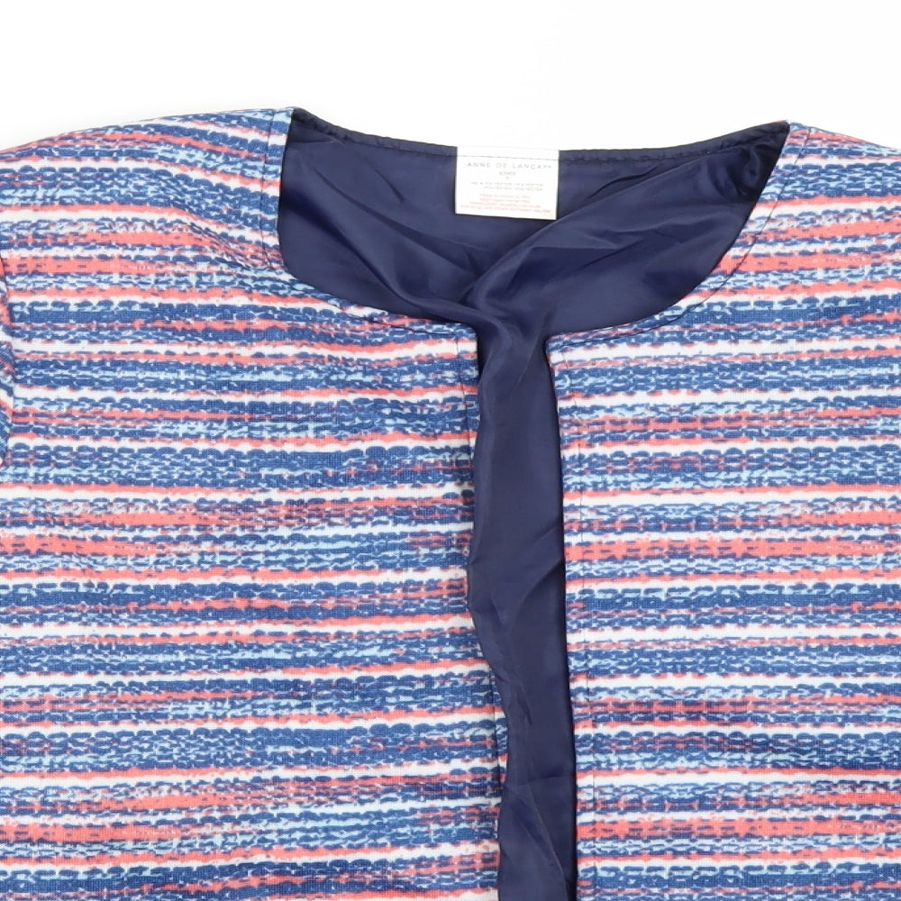 Anne De Lancay Womens Blue Striped  Jacket Coat Size S