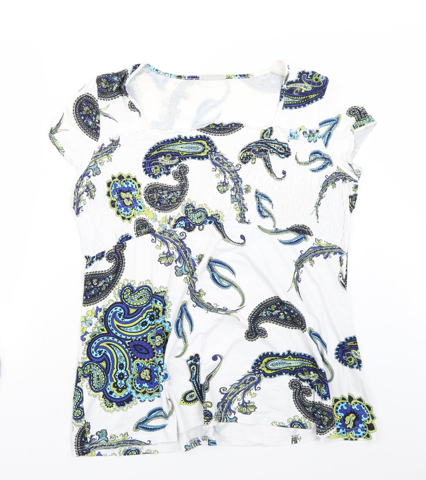 Yessica Womens White Paisley  Basic T-Shirt Size XL