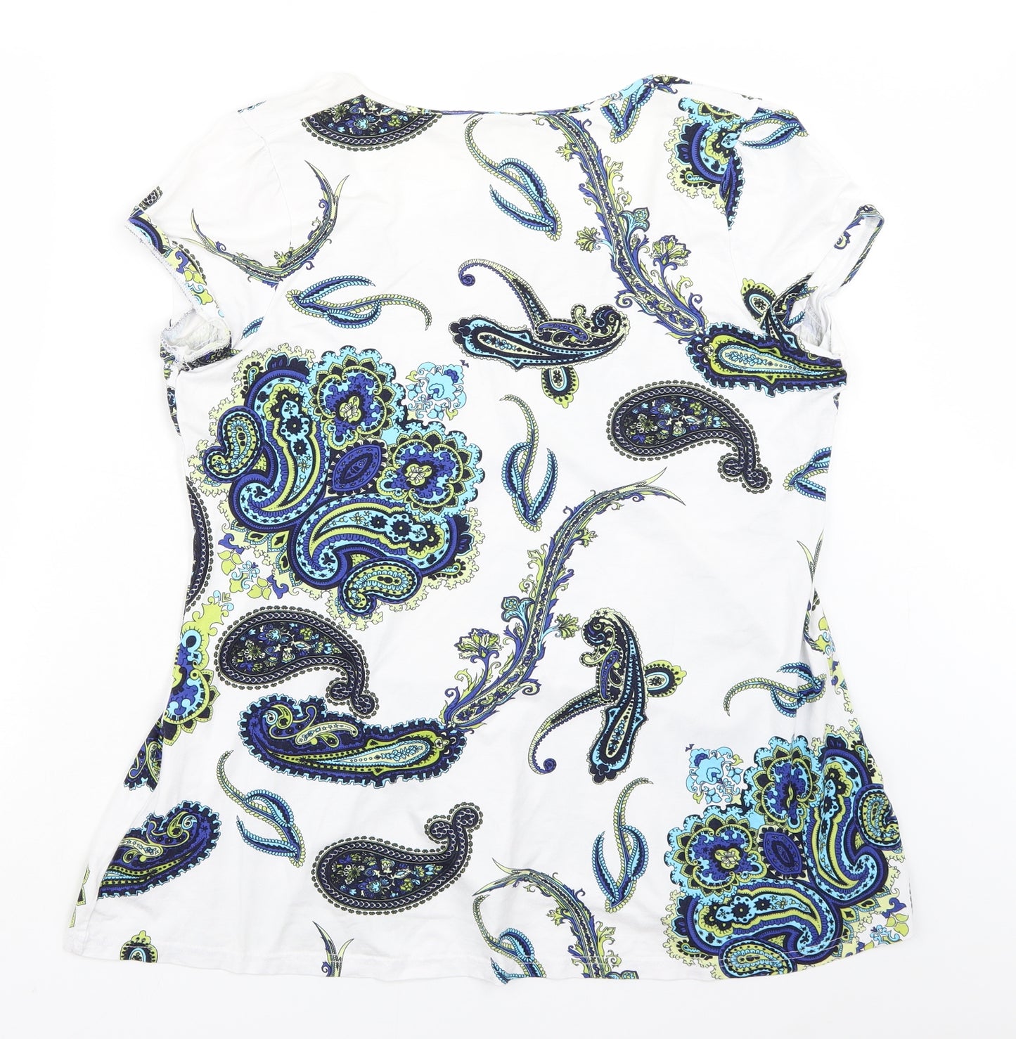 Yessica Womens White Paisley  Basic T-Shirt Size XL