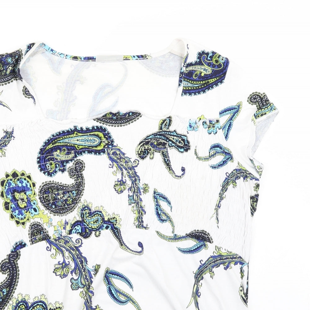 Yessica Womens White Paisley  Basic T-Shirt Size XL