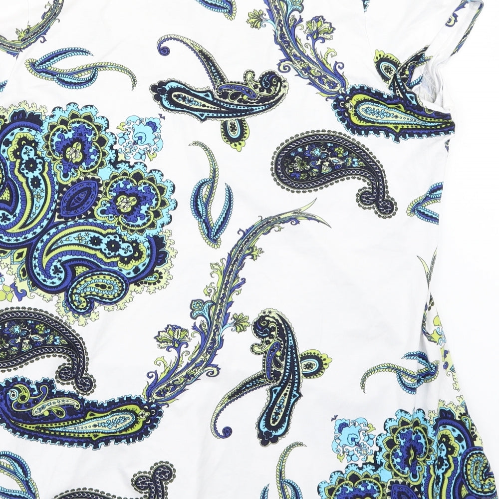 Yessica Womens White Paisley  Basic T-Shirt Size XL