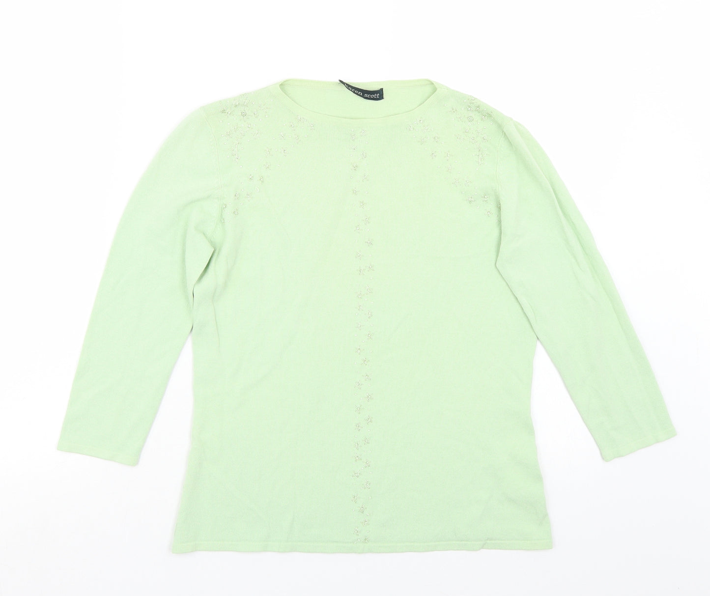 Karen Scott Womens Green   Basic T-Shirt Size S