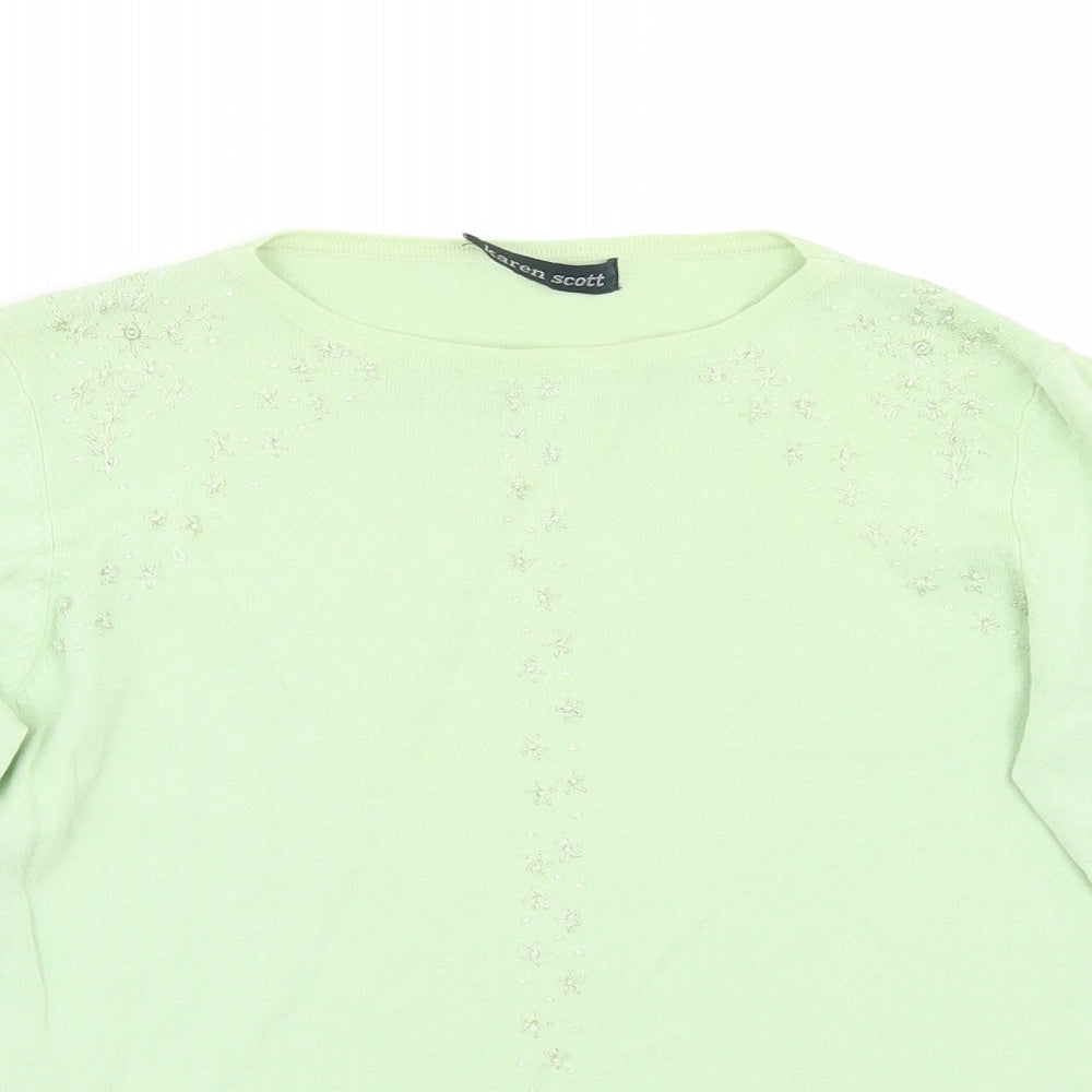 Karen Scott Womens Green   Basic T-Shirt Size S