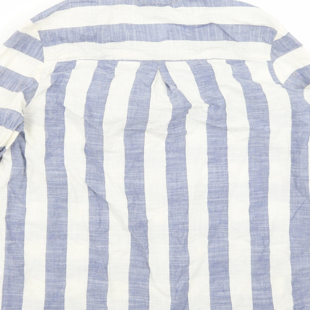 Topshop Womens Blue Striped  Basic Button-Up Size 10