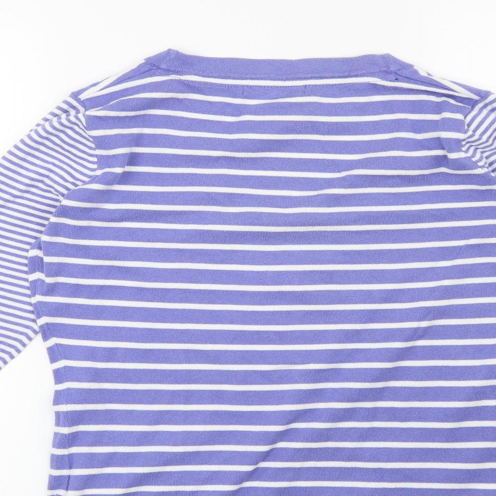 DAVID EMANUEL Womens Blue Striped  Pullover Jumper Size 10