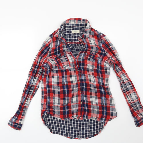 Papaya Womens Red Check  Basic Button-Up Size 10