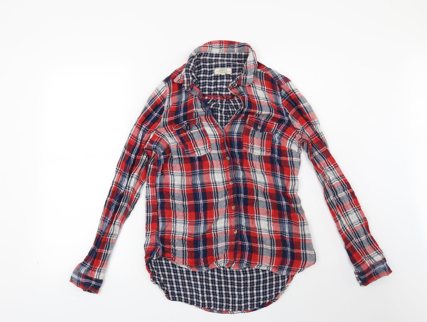 Papaya Womens Red Check  Basic Button-Up Size 10