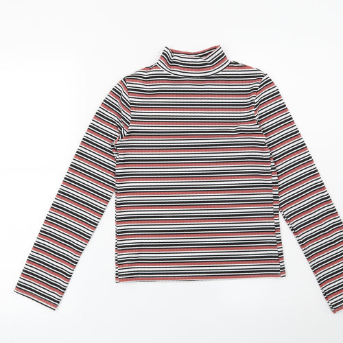 Preworn Girls Red Striped  Basic Blouse Size 12 Years