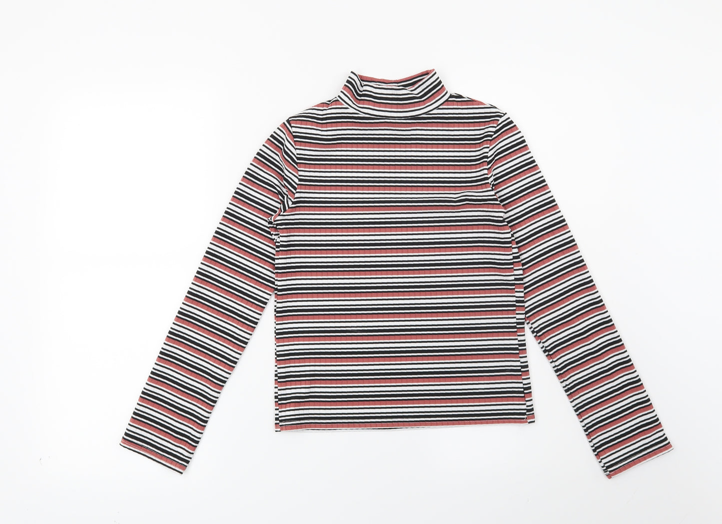 Preworn Girls Red Striped  Basic Blouse Size 12 Years