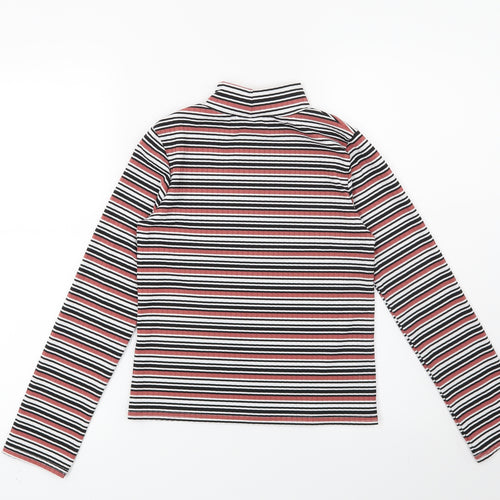 Preworn Girls Red Striped  Basic Blouse Size 12 Years