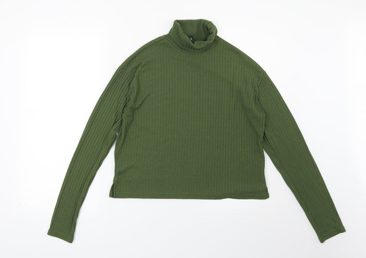H&M Womens Green Striped Pullover Sweatshirt Size S