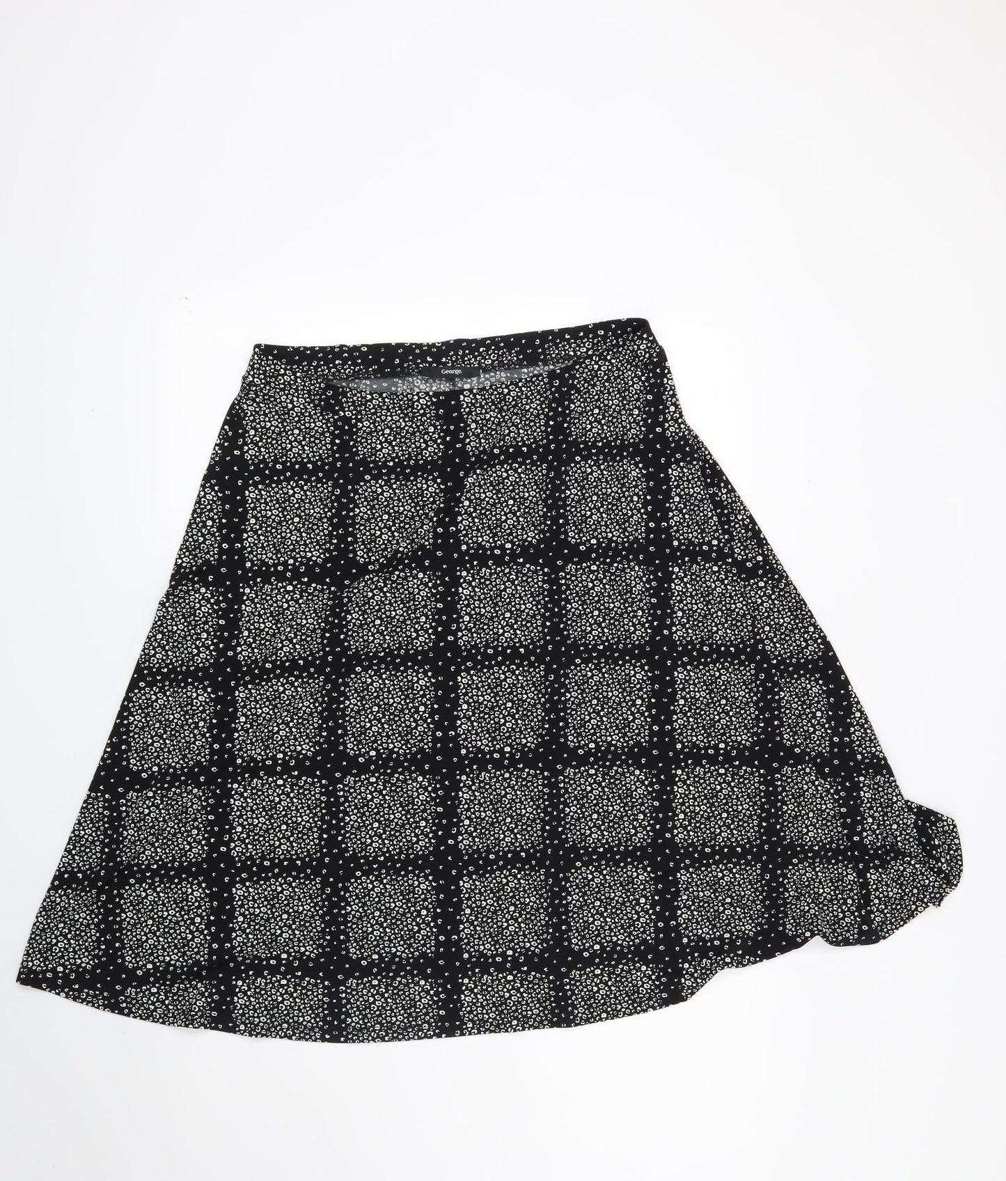 George Womens Black Animal Print  Skater Skirt Size 16