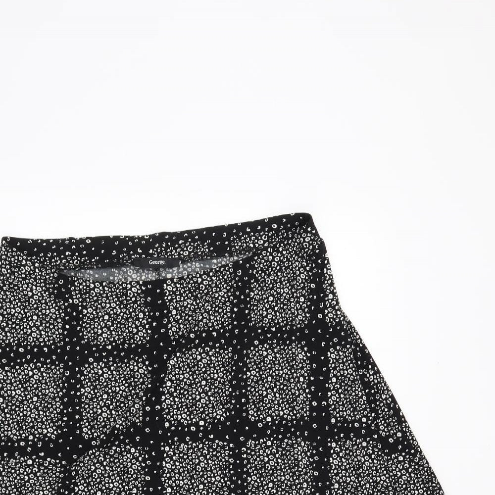 George Womens Black Animal Print  Skater Skirt Size 16