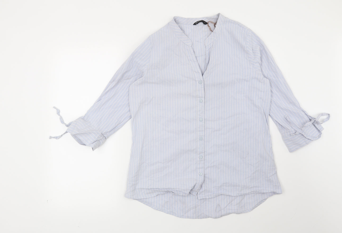 Preworn Womens Blue Striped  Basic Button-Up Size L