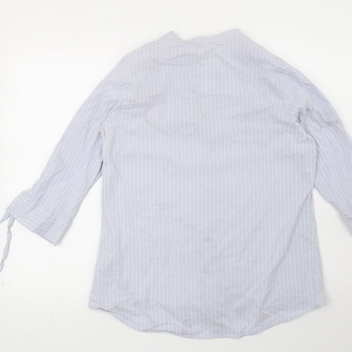 Preworn Womens Blue Striped  Basic Button-Up Size L