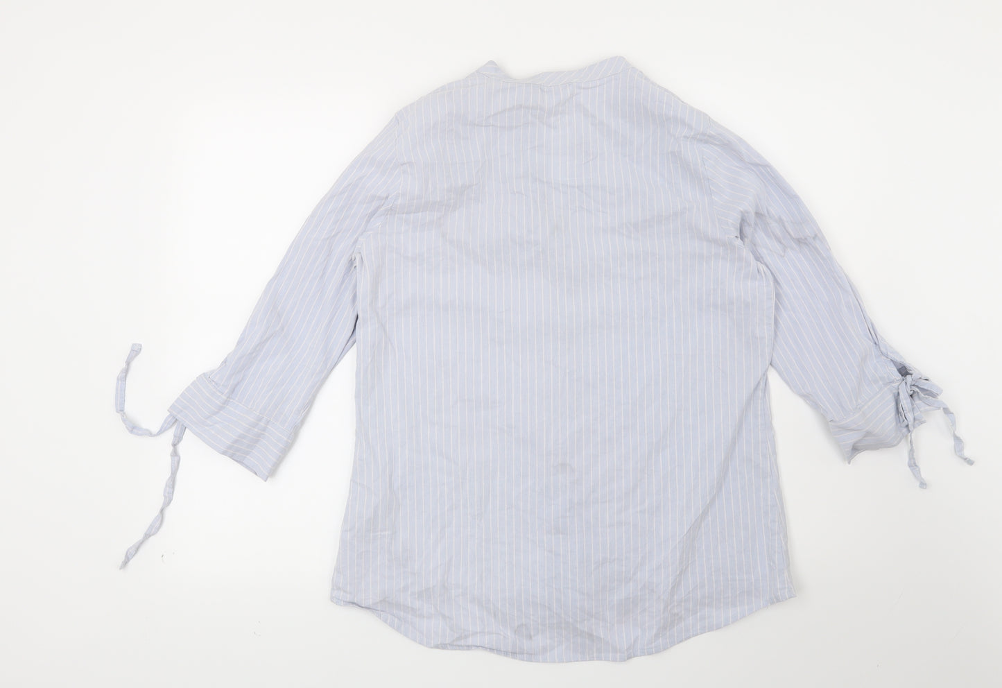 Preworn Womens Blue Striped  Basic Button-Up Size L