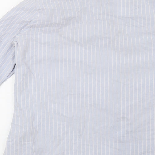 Preworn Womens Blue Striped  Basic Button-Up Size L