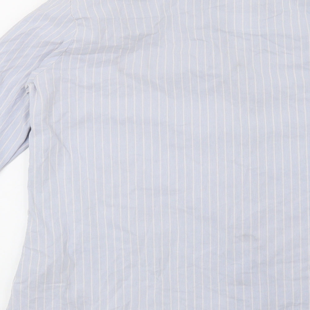 Preworn Womens Blue Striped  Basic Button-Up Size L
