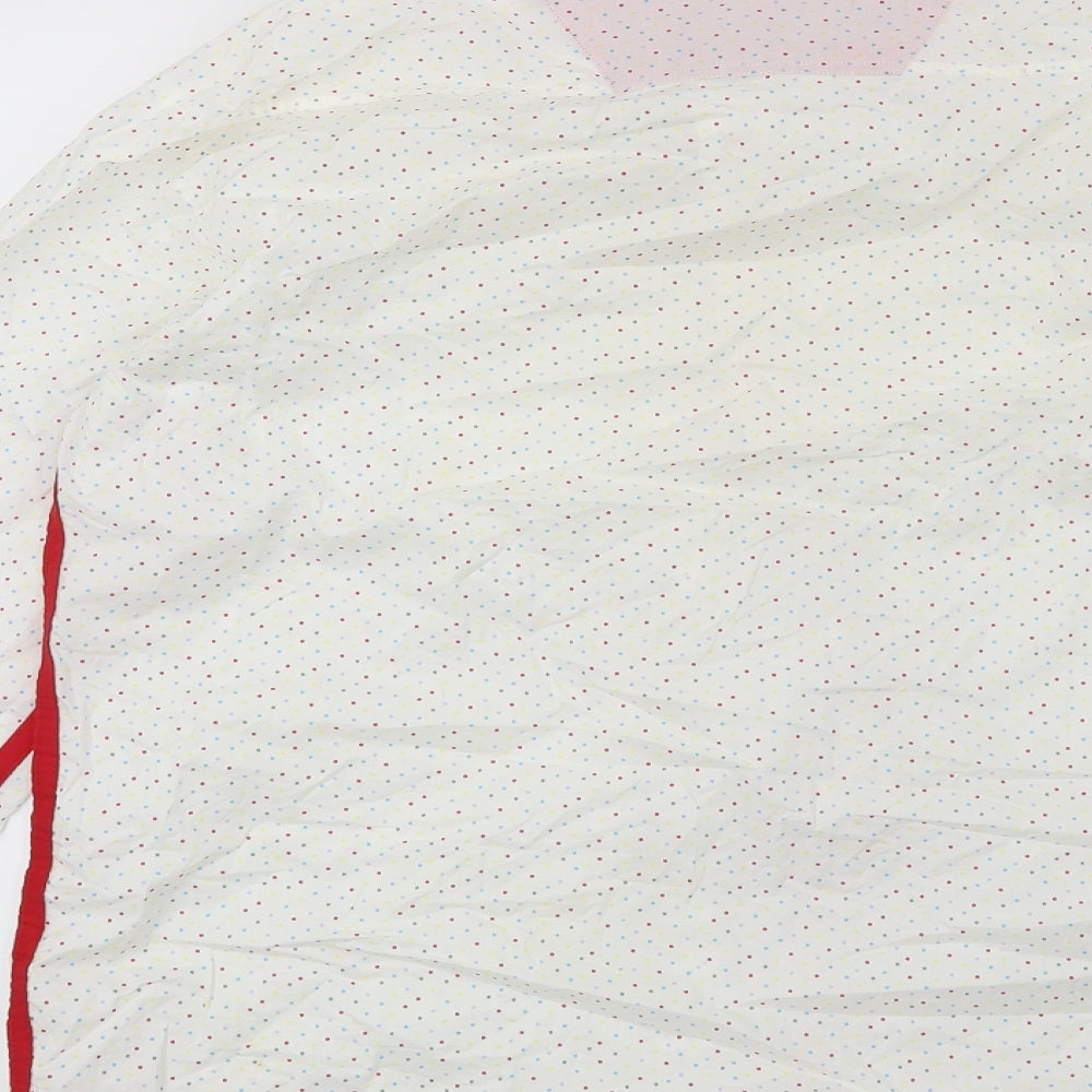 Preworn Mens White Polka Dot   Button-Up Size L