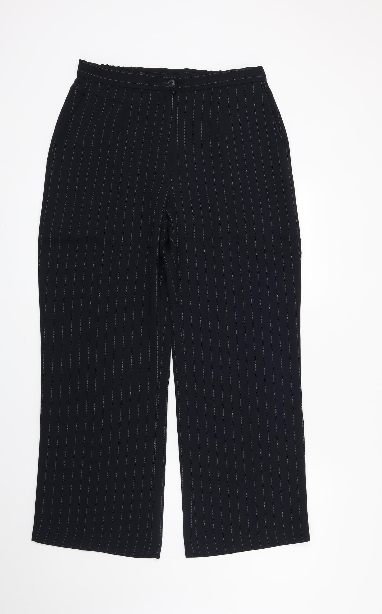 Marks and Spencer Womens Blue Striped  Trousers  Size 14 L28 in
