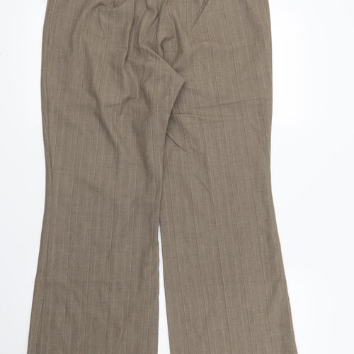 Marks and Spencer Womens Brown Striped  Trousers  Size 14 L28 in