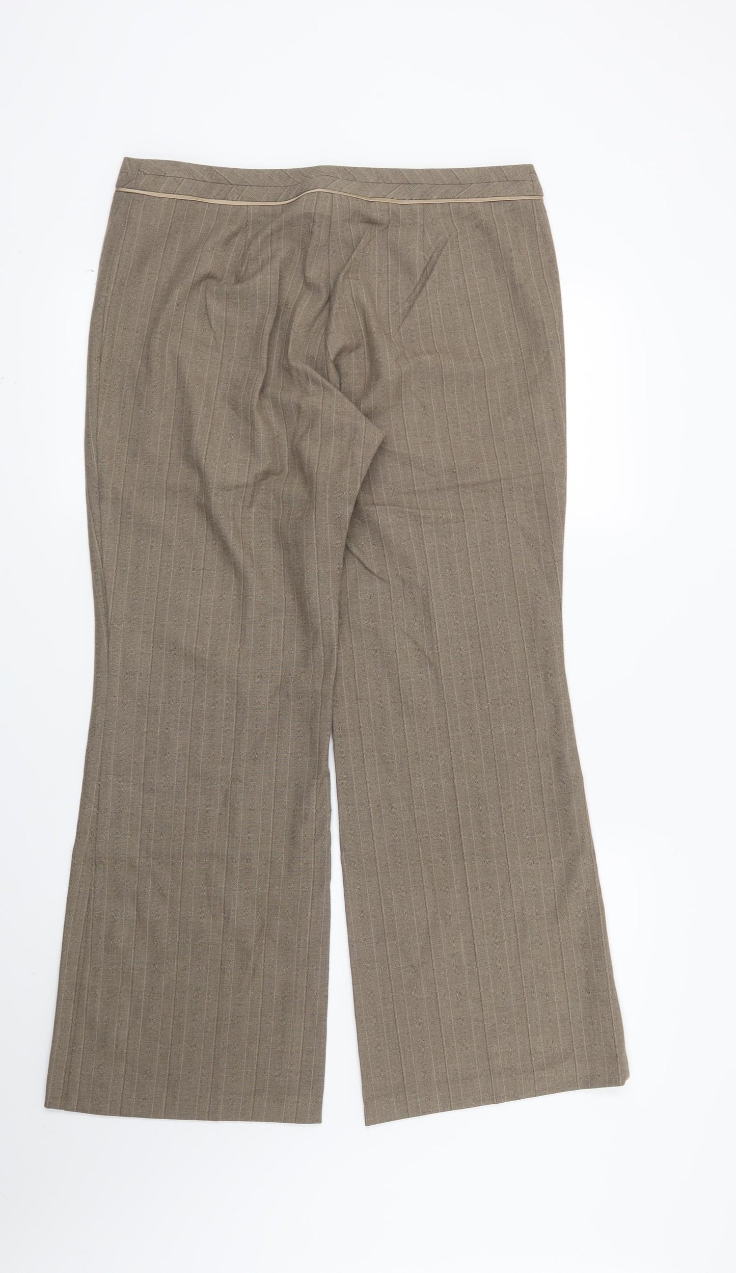 Marks and Spencer Womens Brown Striped  Trousers  Size 14 L28 in