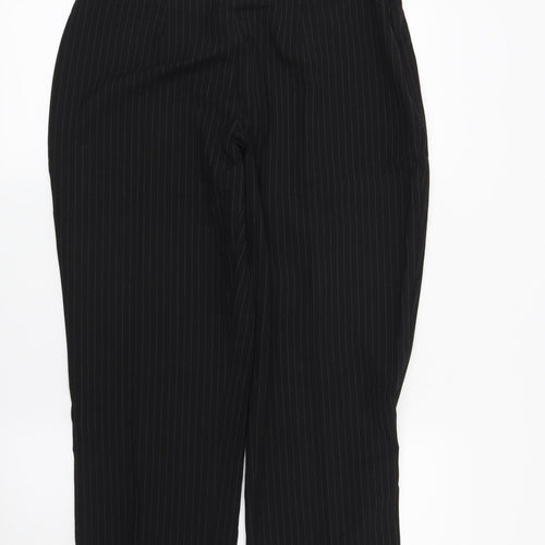 Marks and Spencer Womens Black Striped  Trousers  Size 14 L29 in