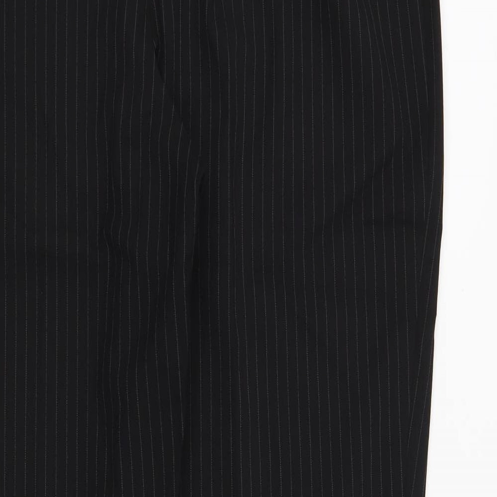 Marks and Spencer Womens Black Striped  Trousers  Size 14 L29 in