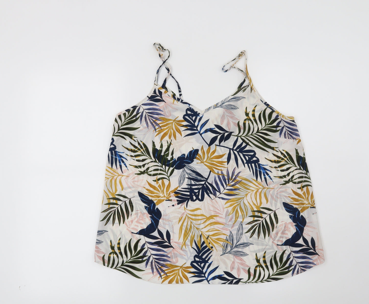 Primark Womens White Geometric  Basic Blouse Size 12  - Leaf print