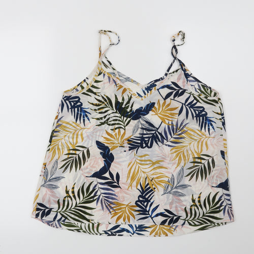 Primark Womens White Geometric  Basic Blouse Size 12  - Leaf print