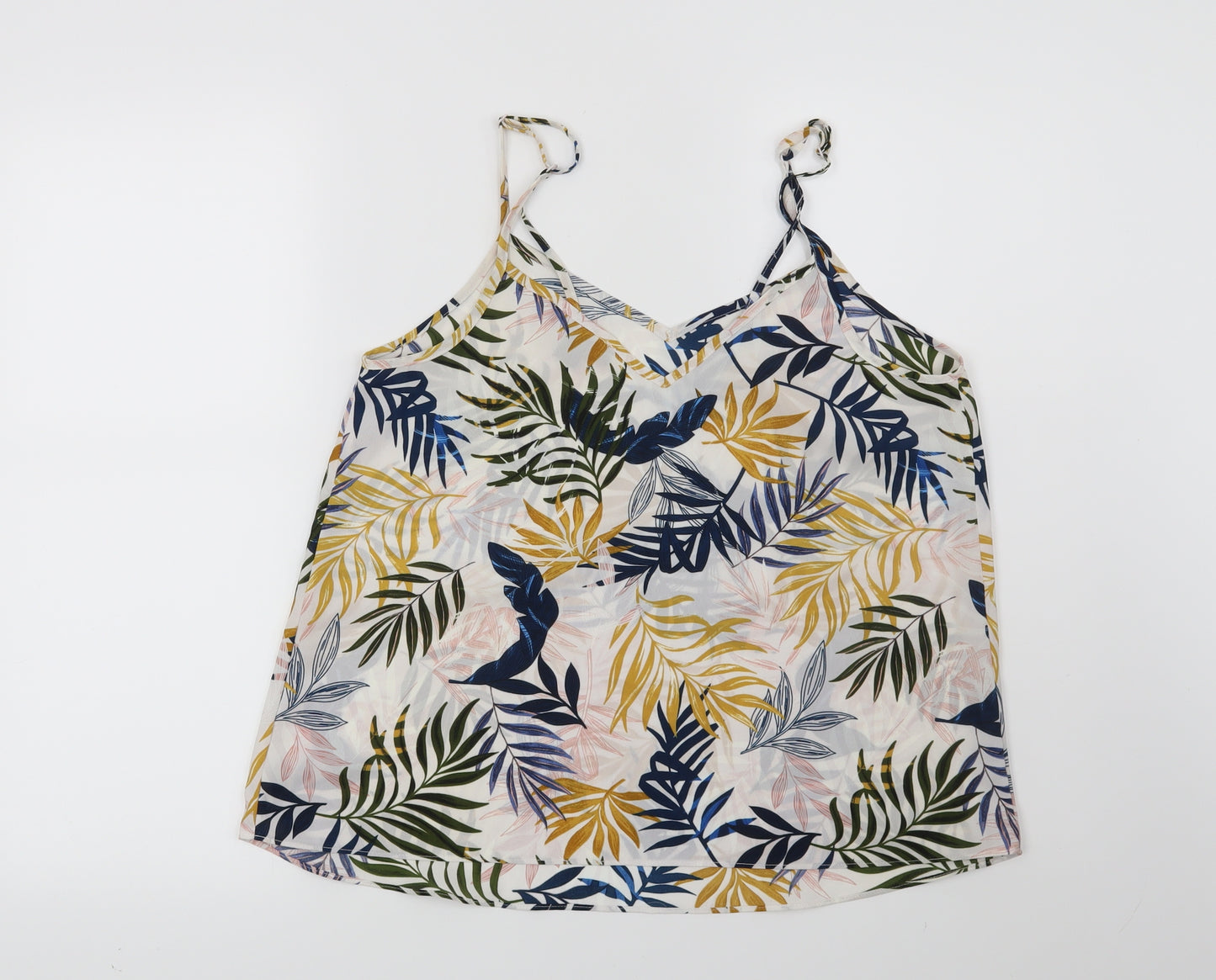 Primark Womens White Geometric  Basic Blouse Size 12  - Leaf print