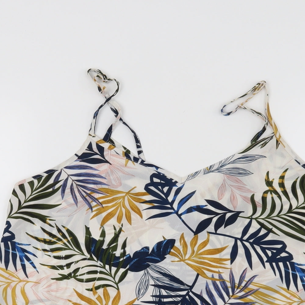 Primark Womens White Geometric  Basic Blouse Size 12  - Leaf print