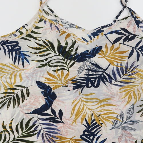Primark Womens White Geometric  Basic Blouse Size 12  - Leaf print