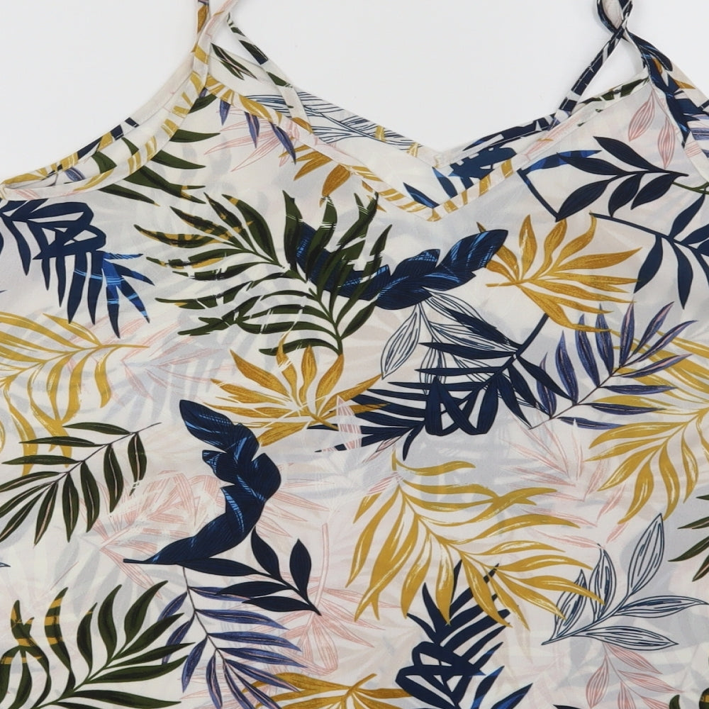 Primark Womens White Geometric  Basic Blouse Size 12  - Leaf print
