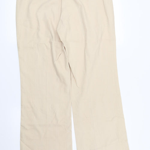 Marks and Spencer Womens Beige Geometric  Trousers  Size 14 L30 in