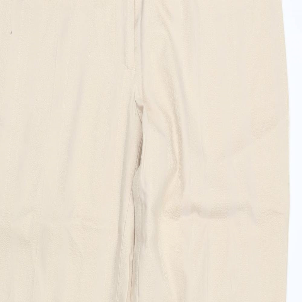 Marks and Spencer Womens Beige Geometric  Trousers  Size 14 L30 in