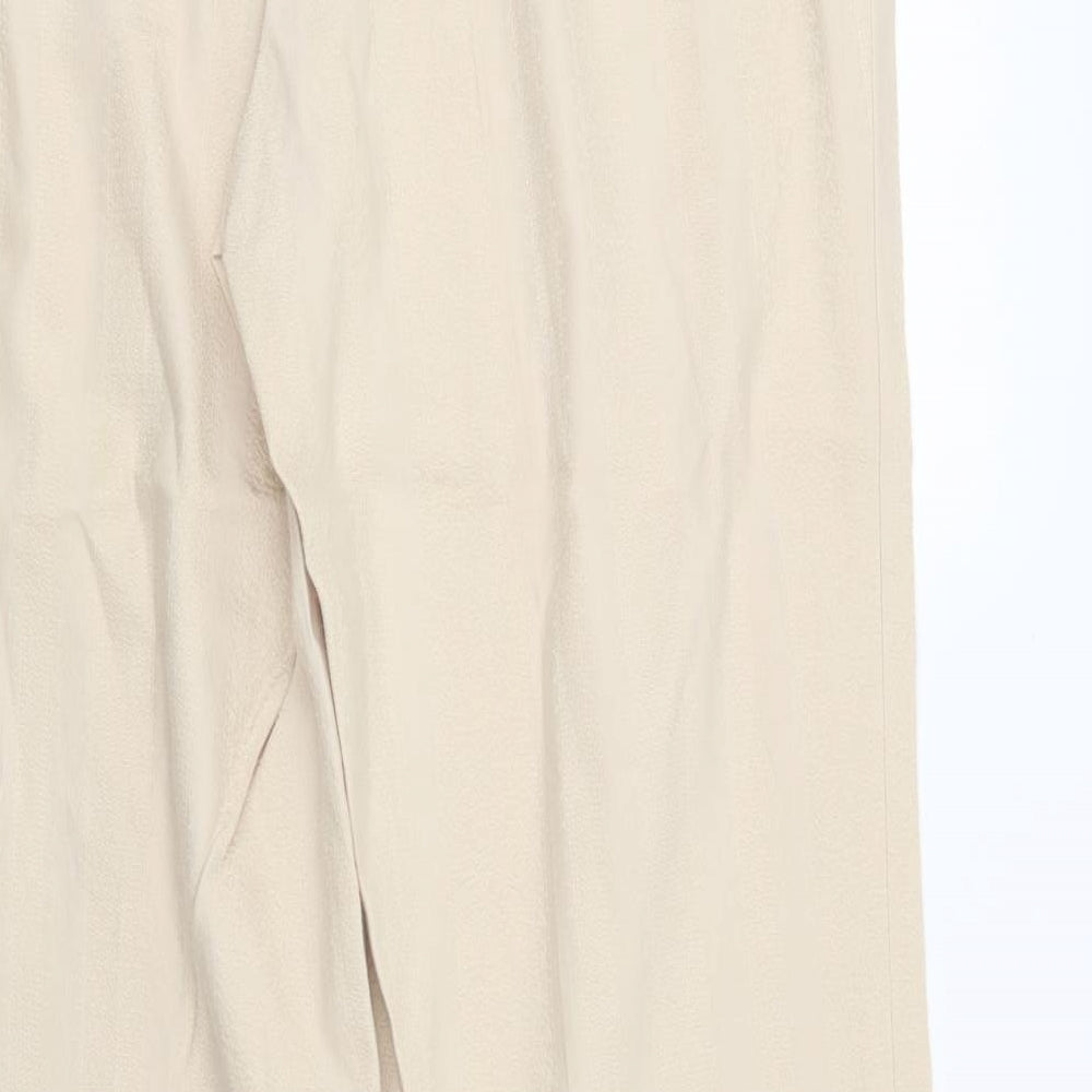 Marks and Spencer Womens Beige Geometric  Trousers  Size 14 L30 in