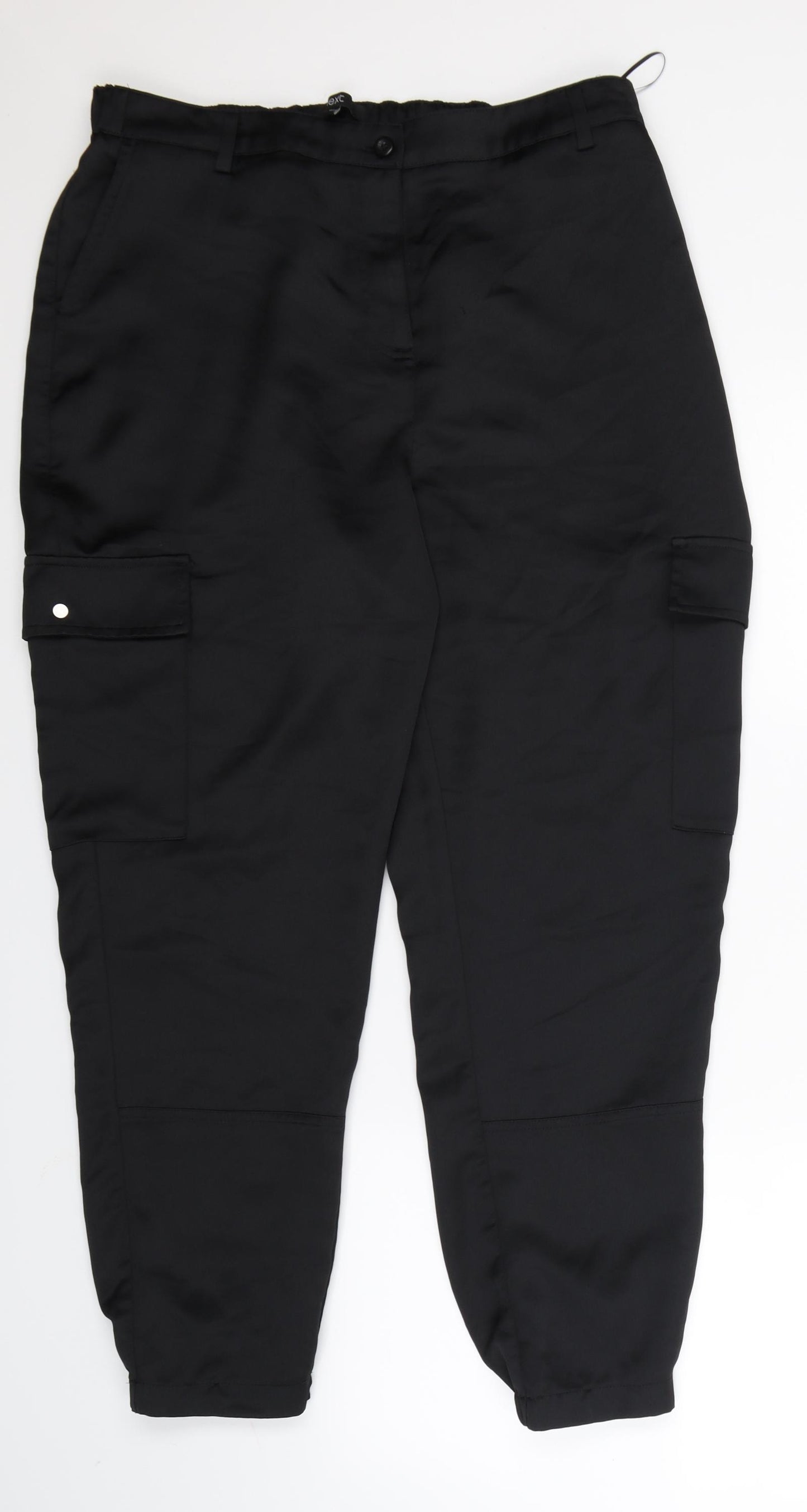 NEXT Womens Black   Cargo Trousers Size 16 L28 in