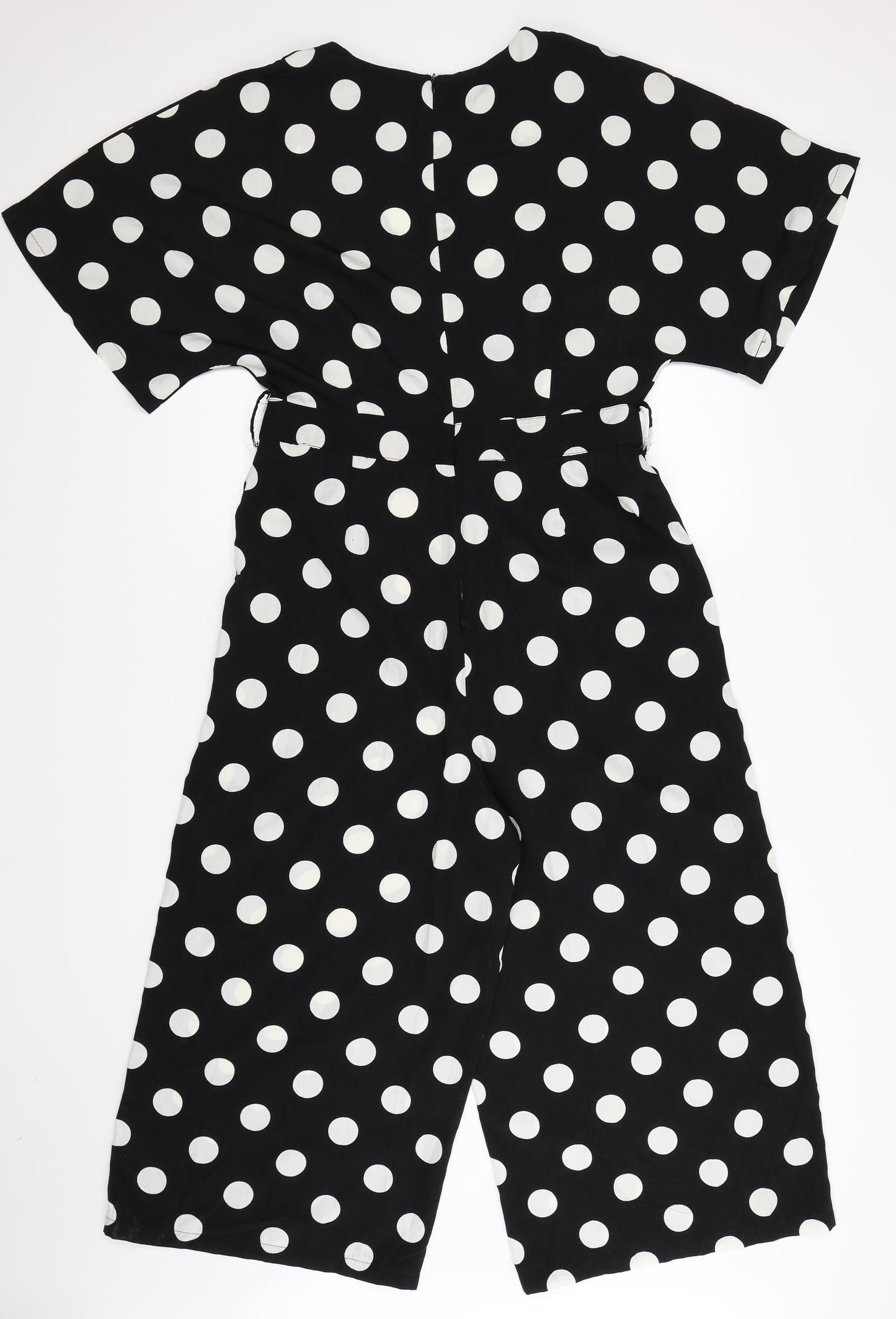Boohoo Womens Black Polka Dot  Jumpsuit One-Piece Size 14 L22 in
