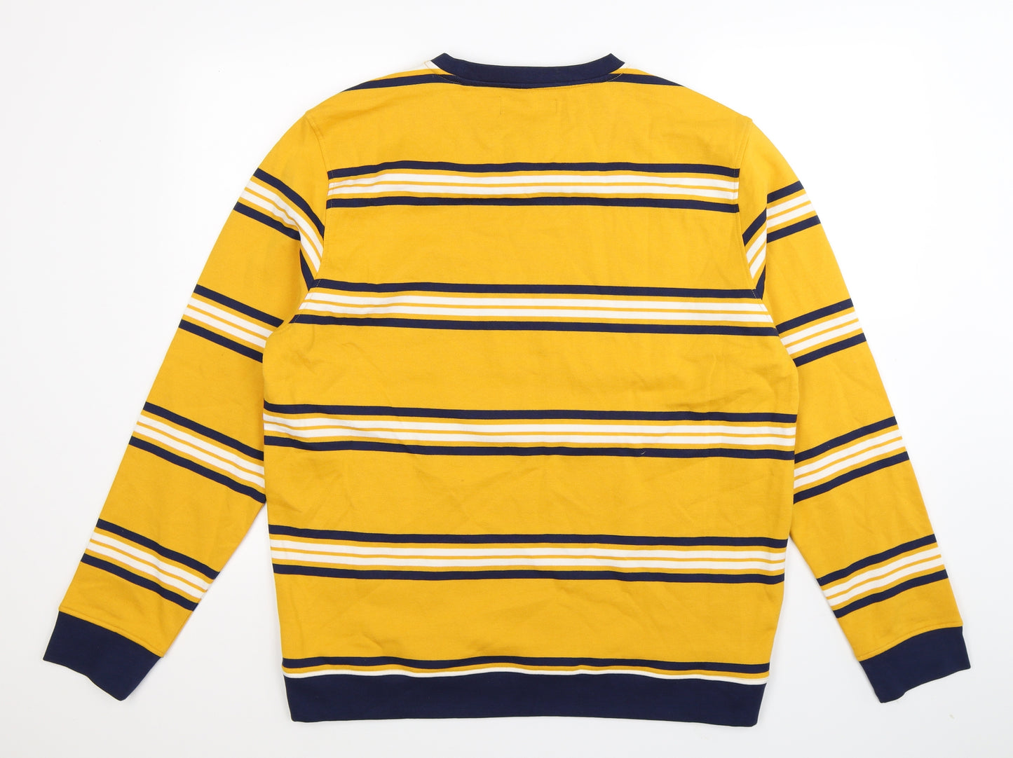Easy Mens Yellow Striped  Pullover Sweatshirt Size XL