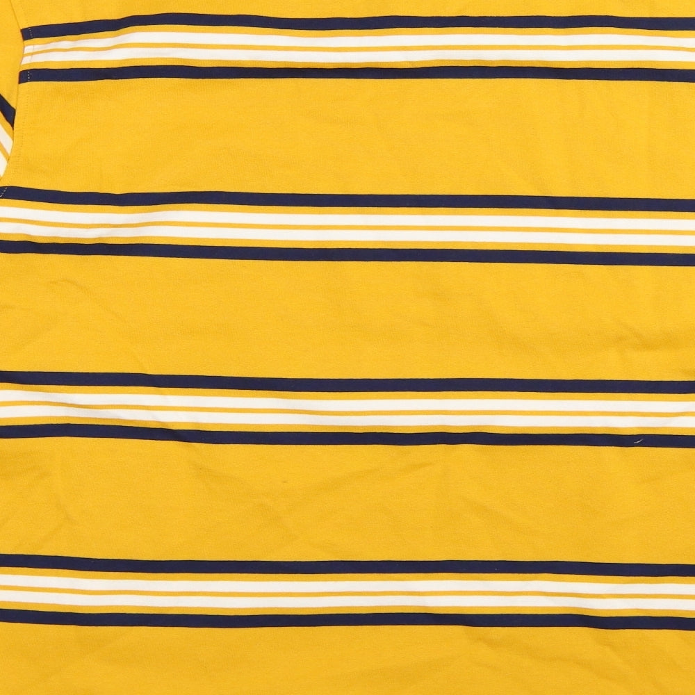 Easy Mens Yellow Striped  Pullover Sweatshirt Size XL