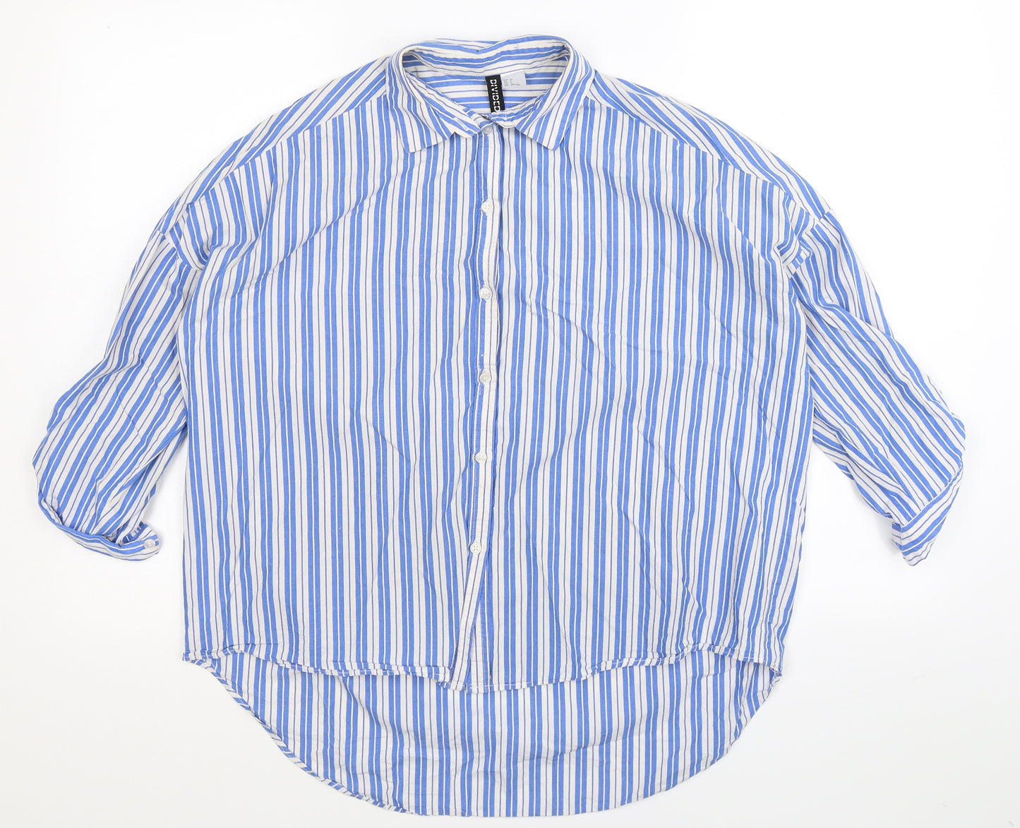 Divided Womens White Striped  Basic Button-Up Size 6  - Oversized