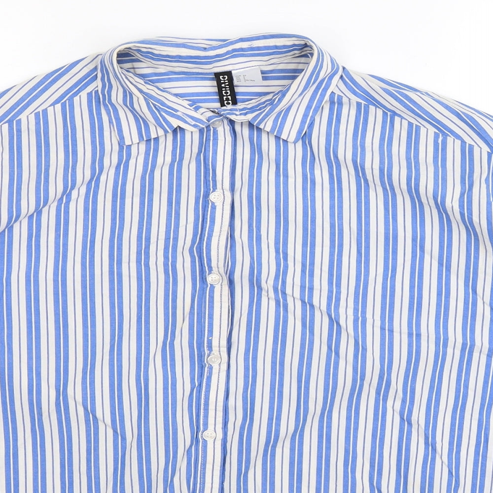 Divided Womens White Striped  Basic Button-Up Size 6  - Oversized