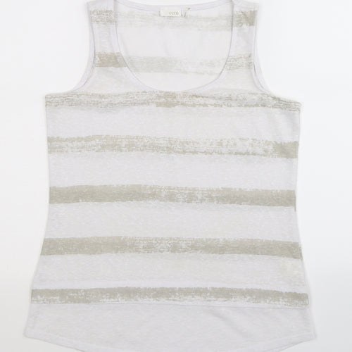 ecru Womens White Striped  Basic Tank Size S